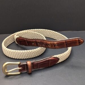 Men's Brighton Tan/ Brown Braided Belt With Brass Buckle,Size 38.